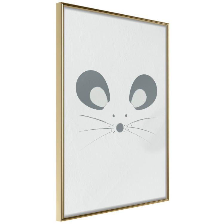 Poster Curious Mouse - animal with a funny face on a solid gray background 130697 additionalImage 12