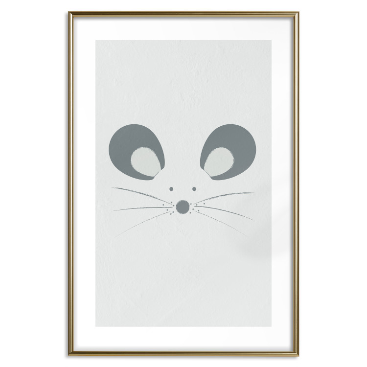 Poster Curious Mouse - animal with a funny face on a solid gray background 130697 additionalImage 16