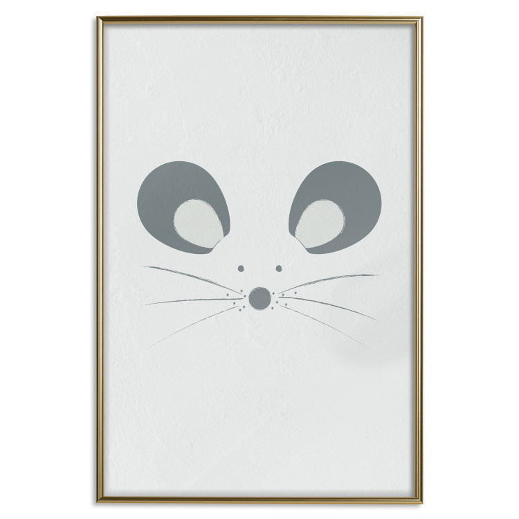 Poster Curious Mouse - animal with a funny face on a solid gray background 130697 additionalImage 18