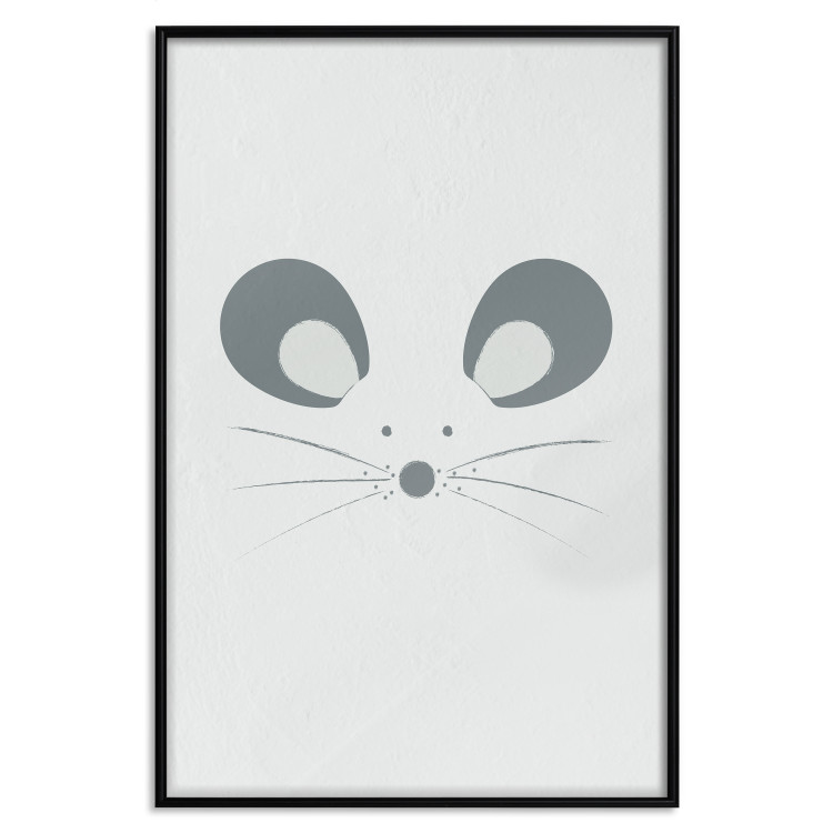 Poster Curious Mouse - animal with a funny face on a solid gray background 130697 additionalImage 20