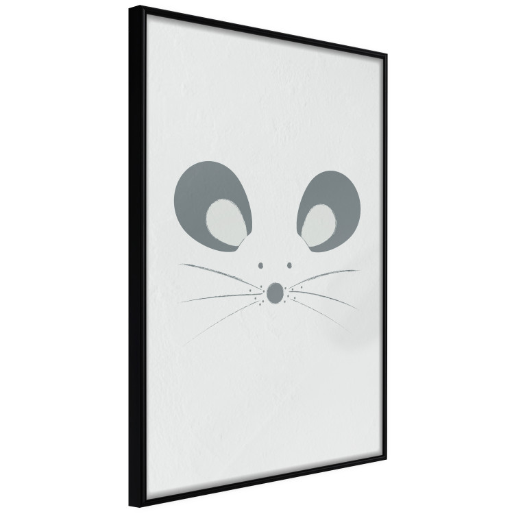 Poster Curious Mouse - animal with a funny face on a solid gray background 130697 additionalImage 11