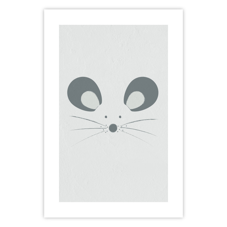 Poster Curious Mouse - animal with a funny face on a solid gray background 130697 additionalImage 19