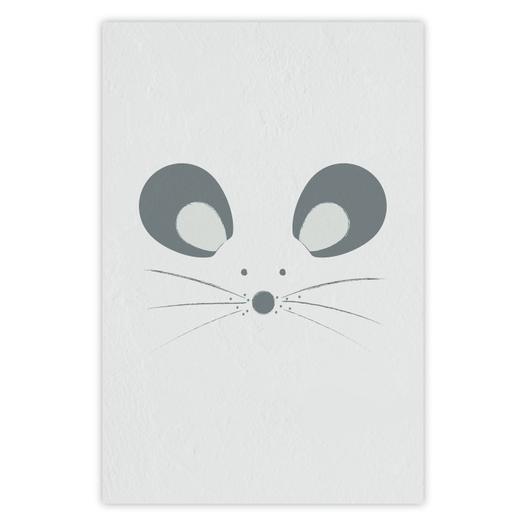 Poster Curious Mouse - animal with a funny face on a solid gray background 130697
