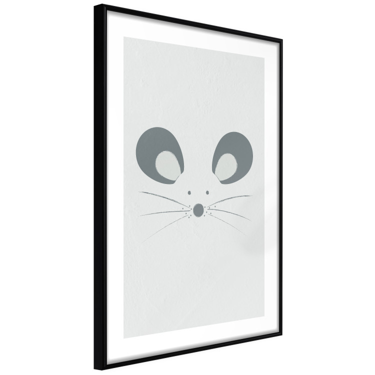 Poster Curious Mouse - animal with a funny face on a solid gray background 130697 additionalImage 6
