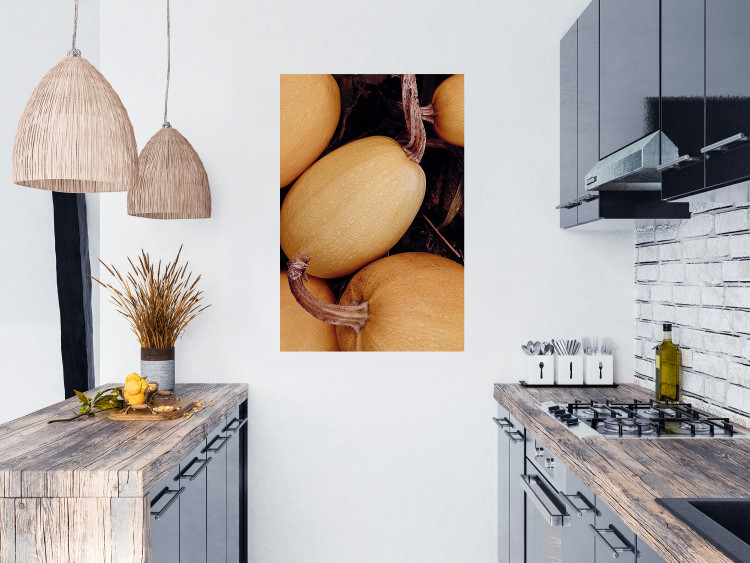 Wall Poster Autumnal - autumnal orange vegetables on a dark earth background 130797 additionalImage 2