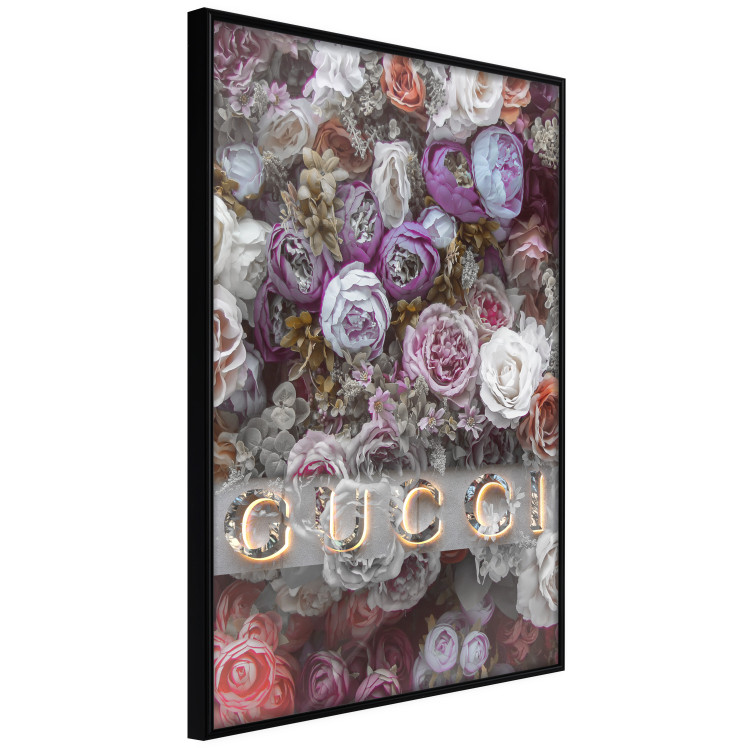 Wall Poster Gucci and Roses - composition of colorful flowers and luxury brand name 131797 additionalImage 11