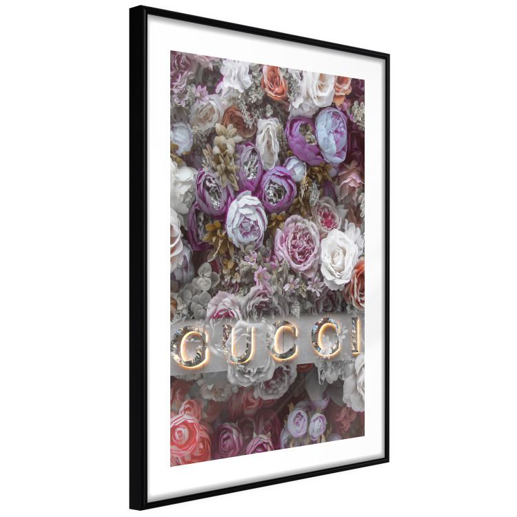 Wall Poster Gucci and Roses - composition of colorful flowers and luxury brand name 131797 additionalImage 8