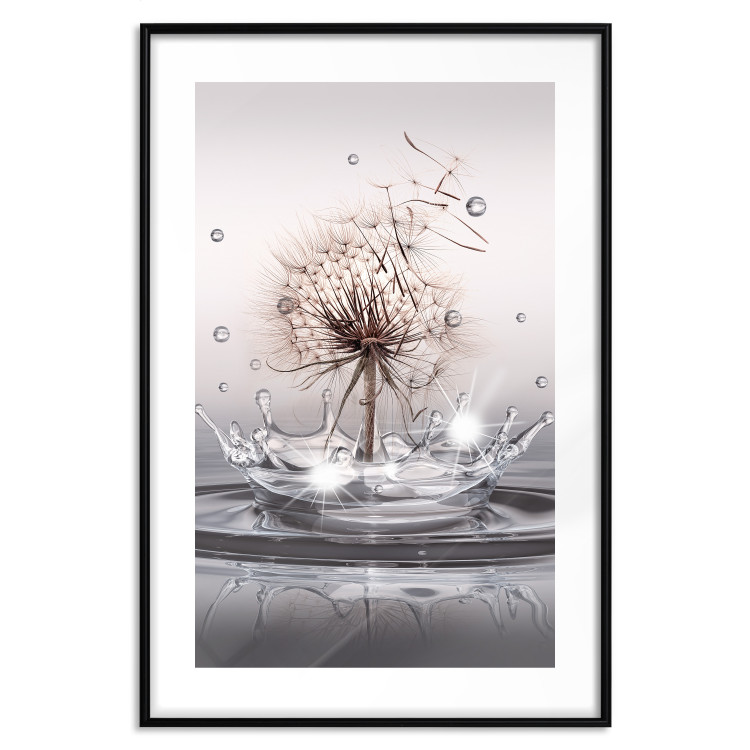 Wall Poster Wind Drops - dandelion in water creating ripples on a light background 132197 additionalImage 15