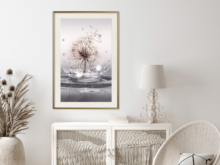 Wall Poster Wind Drops - dandelion in water creating ripples on a light background 132197 additionalImage 22