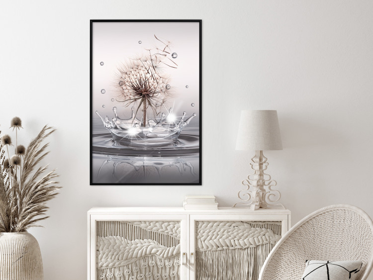 Wall Poster Wind Drops - dandelion in water creating ripples on a light background 132197 additionalImage 6