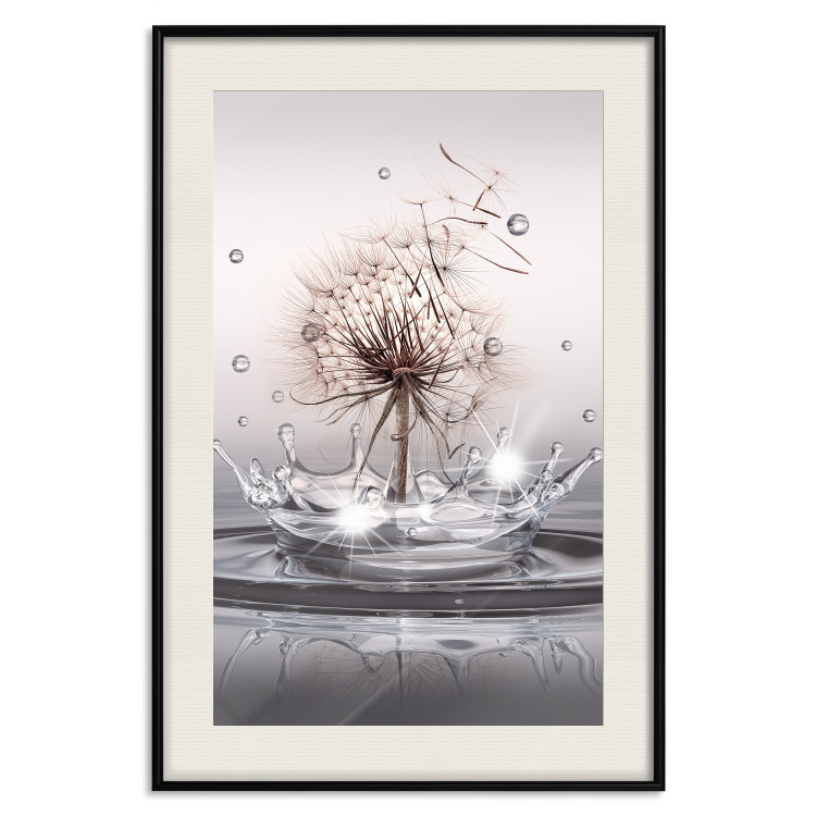 Wall Poster Wind Drops - dandelion in water creating ripples on a light background 132197 additionalImage 19