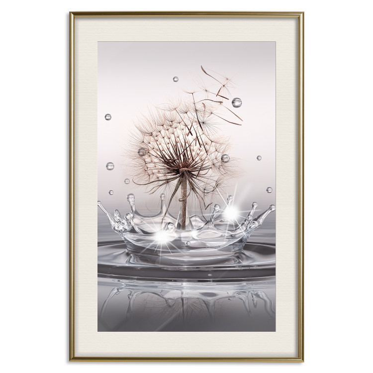 Wall Poster Wind Drops - dandelion in water creating ripples on a light background 132197 additionalImage 20