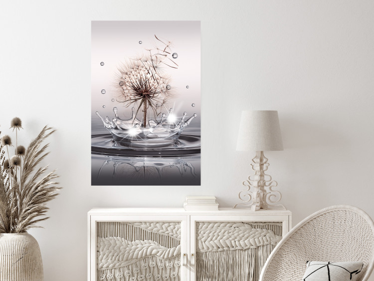 Wall Poster Wind Drops - dandelion in water creating ripples on a light background 132197 additionalImage 4