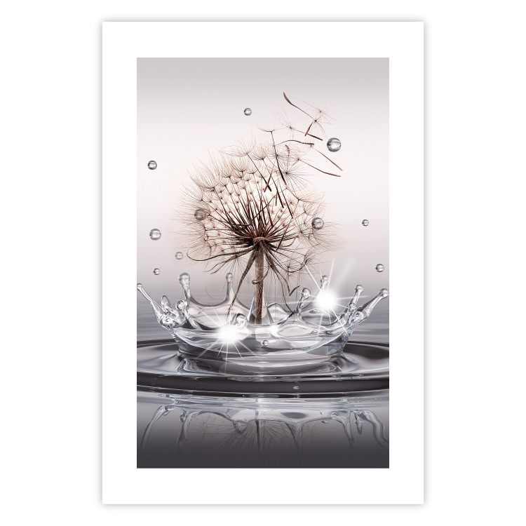 Wall Poster Wind Drops - dandelion in water creating ripples on a light background 132197 additionalImage 19