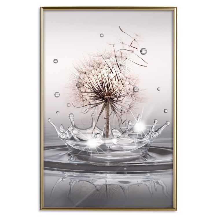 Wall Poster Wind Drops - dandelion in water creating ripples on a light background 132197 additionalImage 17