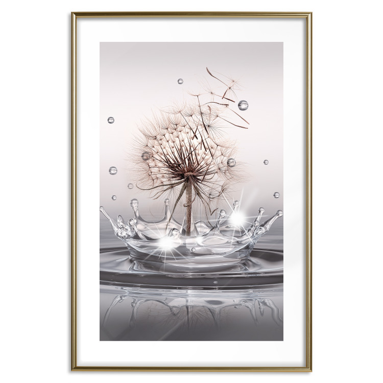 Wall Poster Wind Drops - dandelion in water creating ripples on a light background 132197 additionalImage 14
