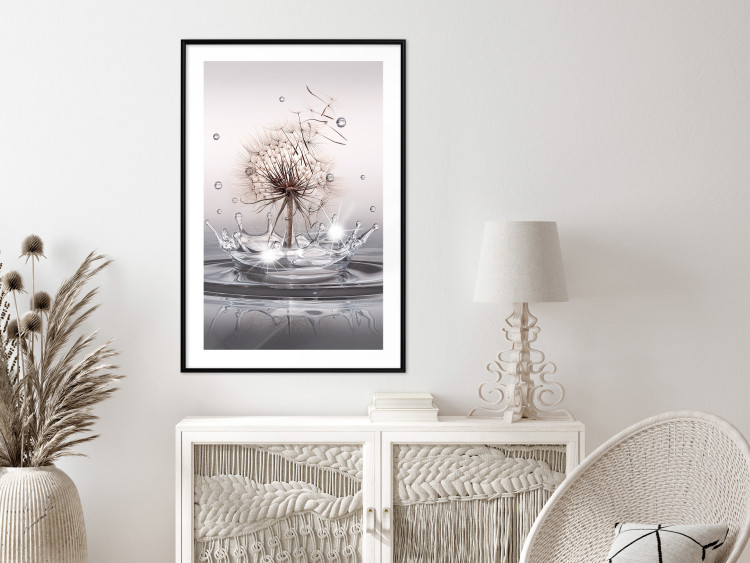 Wall Poster Wind Drops - dandelion in water creating ripples on a light background 132197 additionalImage 23