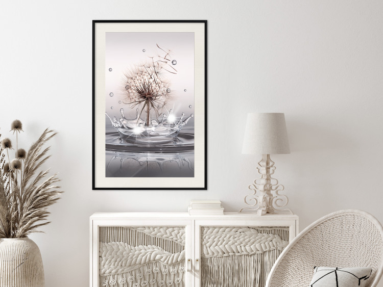 Wall Poster Wind Drops - dandelion in water creating ripples on a light background 132197 additionalImage 24