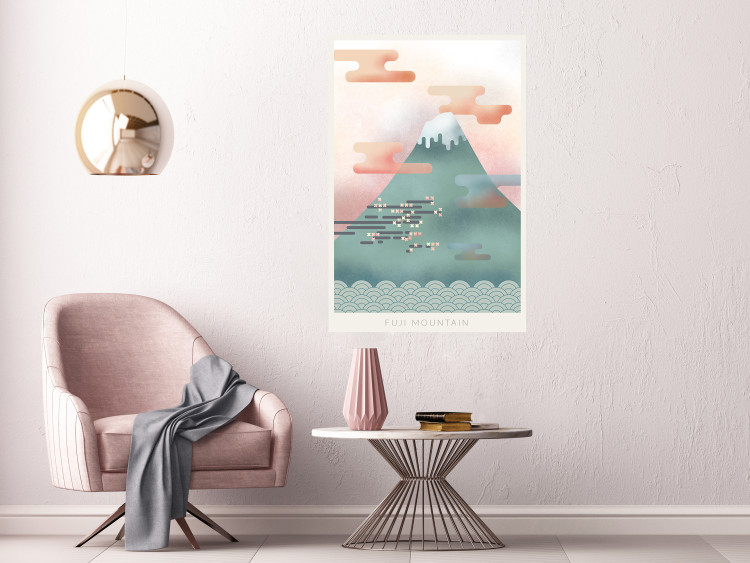 Wall Poster Mount Fuji - abstract composition of a pastel mountain against a sky backdrop 134997 additionalImage 2