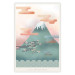 Wall Poster Mount Fuji - abstract composition of a pastel mountain against a sky backdrop 134997