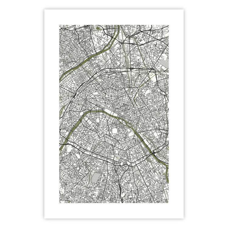 Wall Poster Parisian Mosaic - black and white map of a large city depicted from a bird's-eye view 135097 additionalImage 19