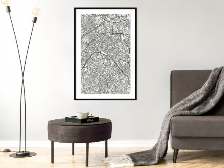 Wall Poster Parisian Mosaic - black and white map of a large city depicted from a bird's-eye view 135097 additionalImage 18