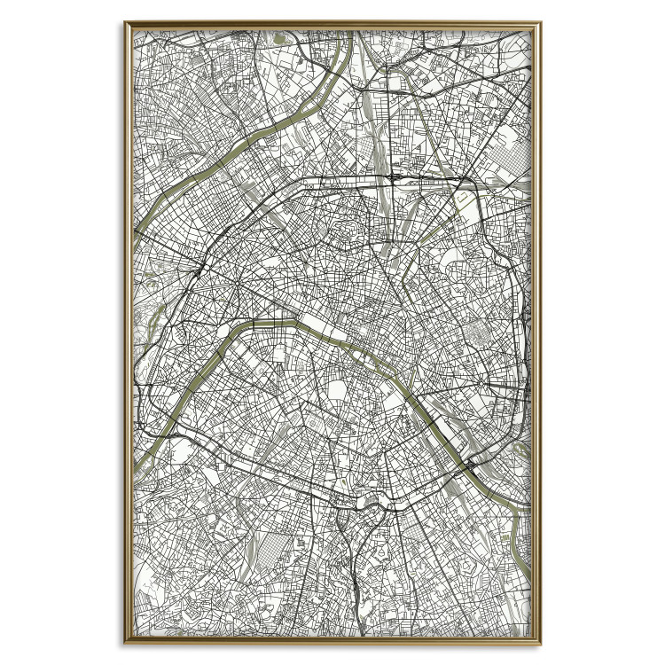 Wall Poster Parisian Mosaic - black and white map of a large city depicted from a bird's-eye view 135097 additionalImage 17