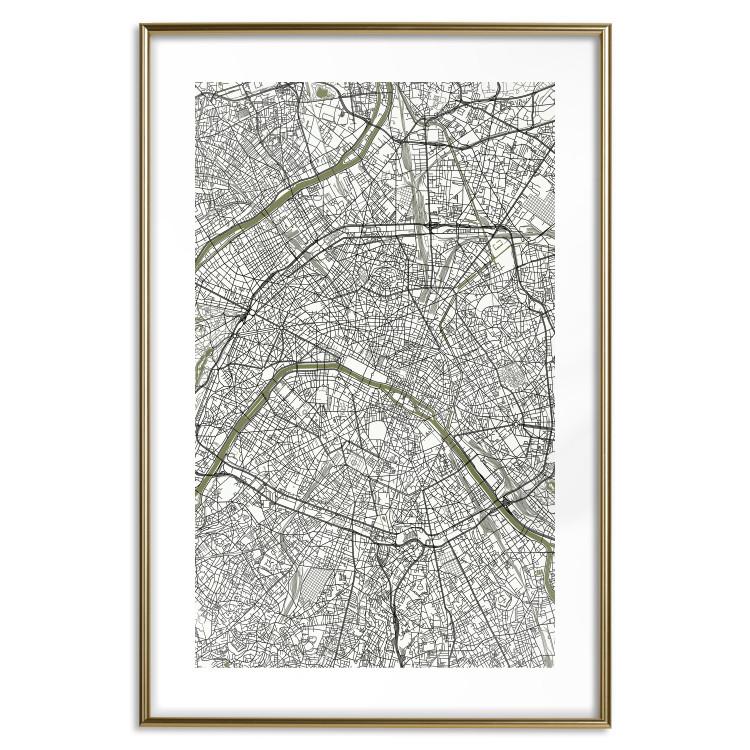 Wall Poster Parisian Mosaic - black and white map of a large city depicted from a bird's-eye view 135097 additionalImage 14
