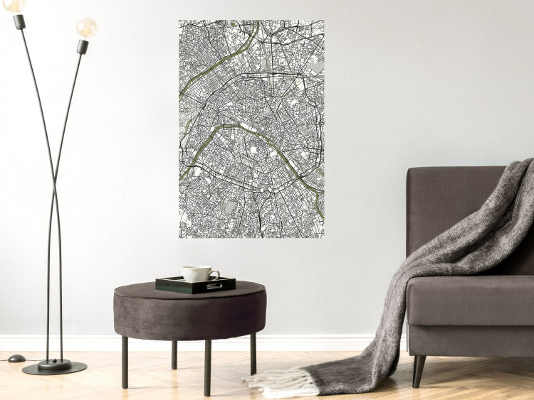 Wall Poster Parisian Mosaic - black and white map of a large city depicted from a bird's-eye view 135097 additionalImage 2