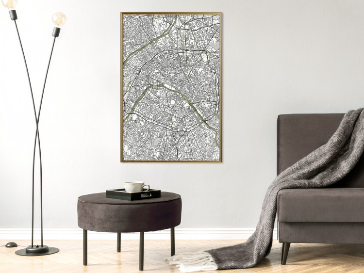 Wall Poster Parisian Mosaic - black and white map of a large city depicted from a bird's-eye view 135097 additionalImage 5