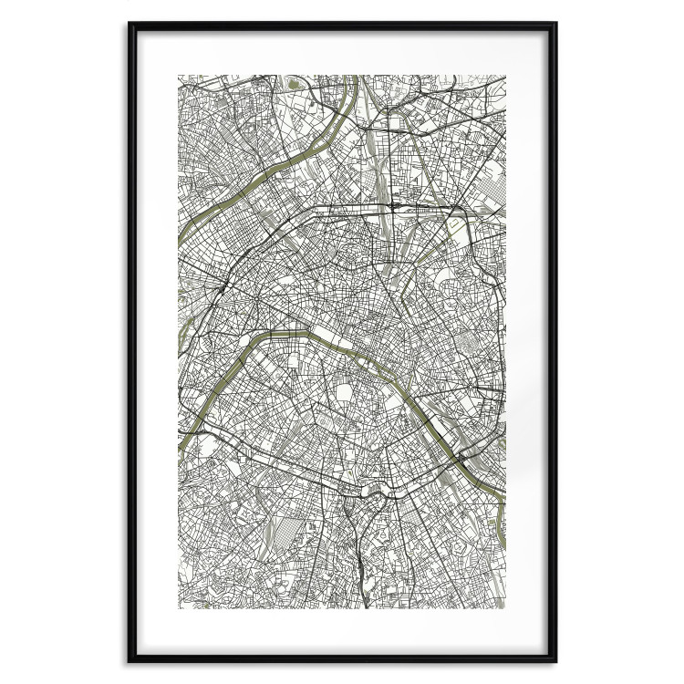 Wall Poster Parisian Mosaic - black and white map of a large city depicted from a bird's-eye view 135097 additionalImage 15