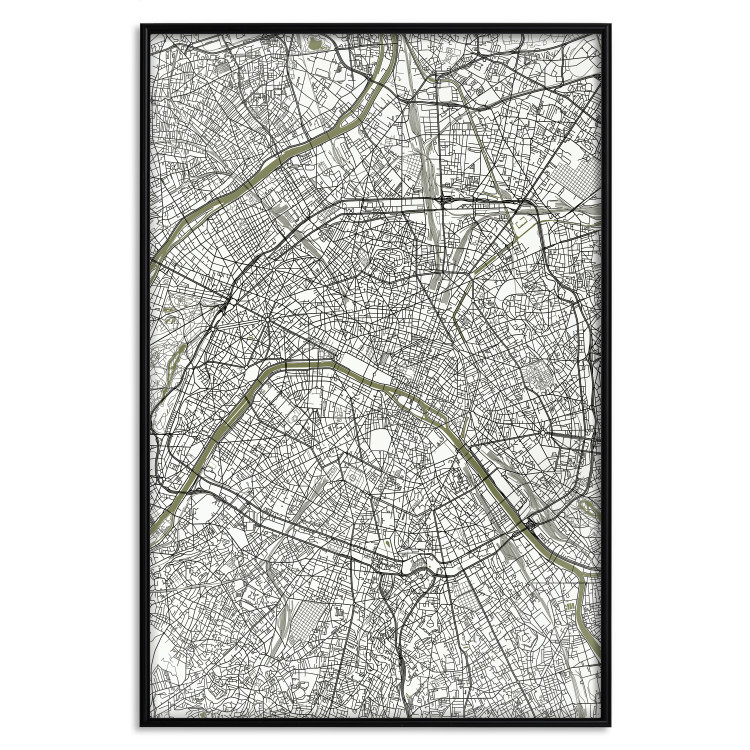 Wall Poster Parisian Mosaic - black and white map of a large city depicted from a bird's-eye view 135097 additionalImage 16