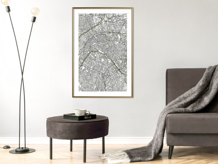 Wall Poster Parisian Mosaic - black and white map of a large city depicted from a bird's-eye view 135097 additionalImage 13