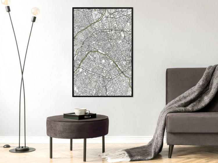 Wall Poster Parisian Mosaic - black and white map of a large city depicted from a bird's-eye view 135097 additionalImage 4