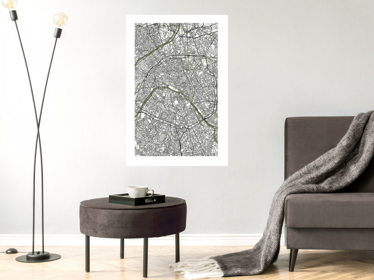 Wall Poster Parisian Mosaic - black and white map of a large city depicted from a bird's-eye view 135097 additionalImage 3