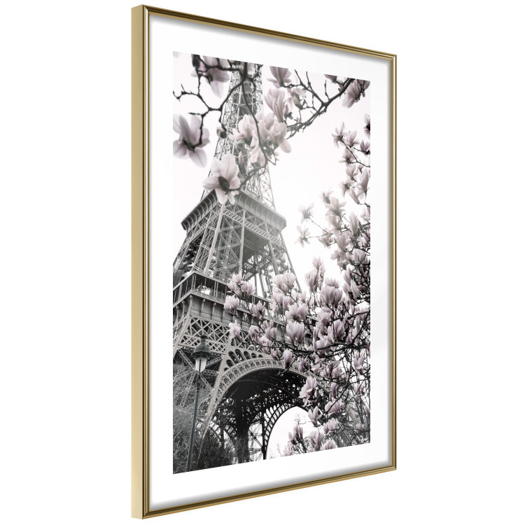 Wall Poster Parisian Magnolias - bright landscape of magnolia flowers with the Eiffel Tower in the background 135597 additionalImage 2