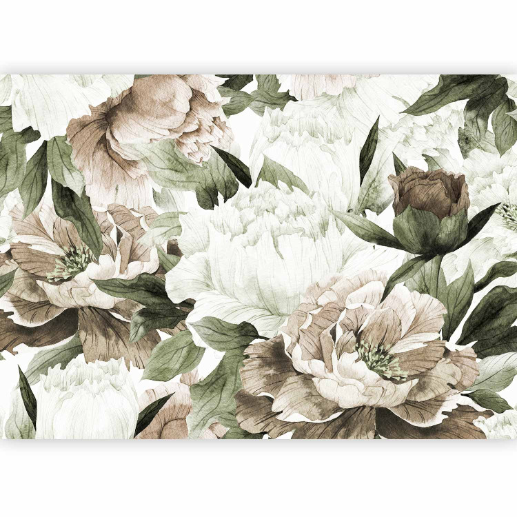 Wall Mural Flowers in bloom - floral motif composition with peonies and leaves 135797 additionalImage 5