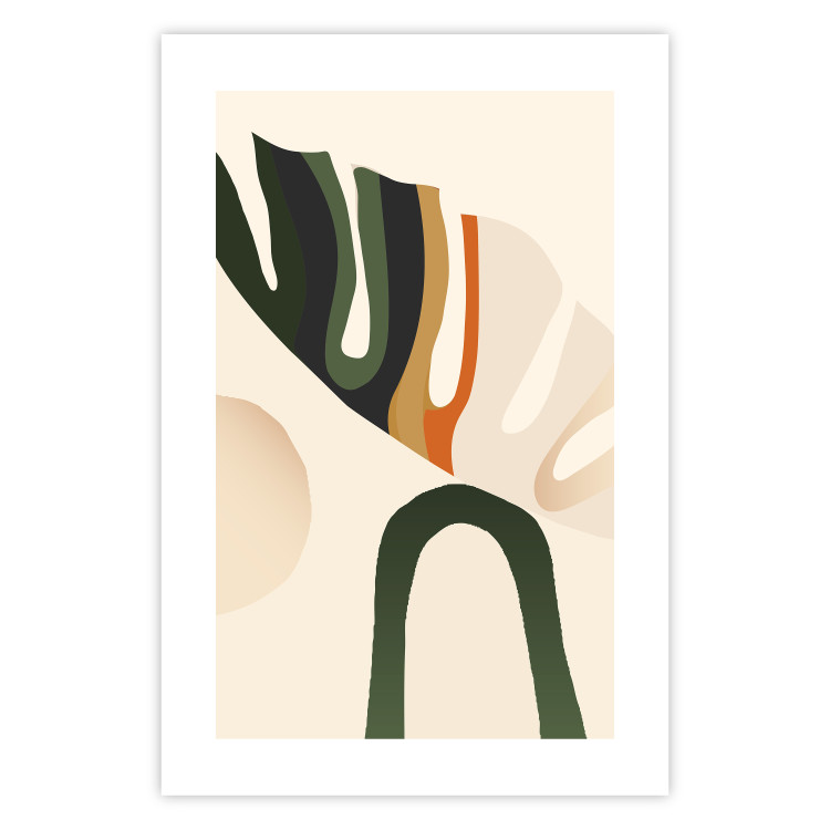 Wall Poster My Dream - simple boho-style abstraction with a leaf in warm colors 137497 additionalImage 16