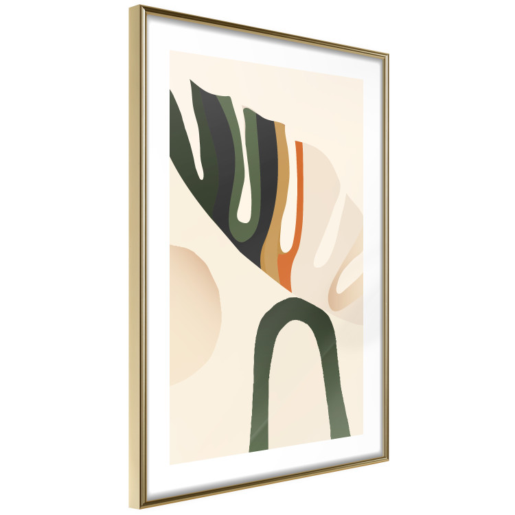 Wall Poster My Dream - simple boho-style abstraction with a leaf in warm colors 137497 additionalImage 6