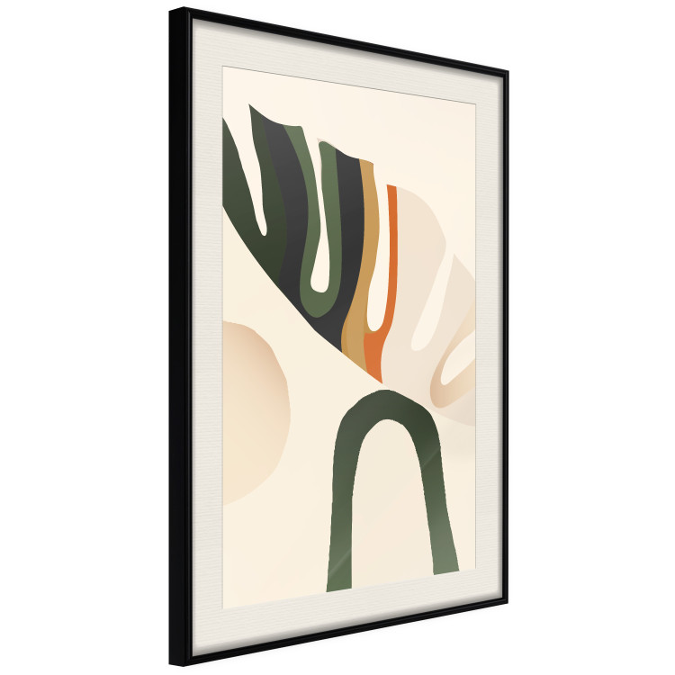 Wall Poster My Dream - simple boho-style abstraction with a leaf in warm colors 137497 additionalImage 7