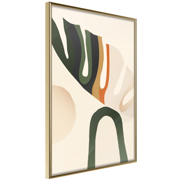 Wall Poster My Dream - simple boho-style abstraction with a leaf in warm colors 137497 additionalImage 10