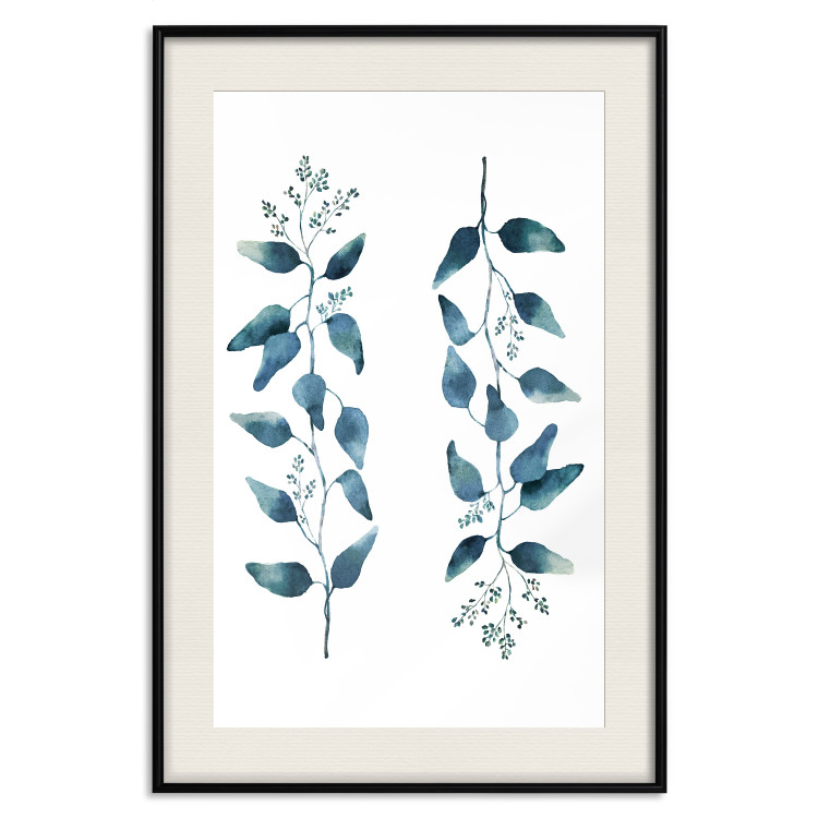Poster Always Together - branches with green leaves on a contrasting white background 137697 additionalImage 16