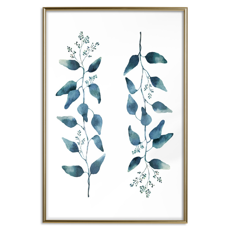 Poster Always Together - branches with green leaves on a contrasting white background 137697 additionalImage 19