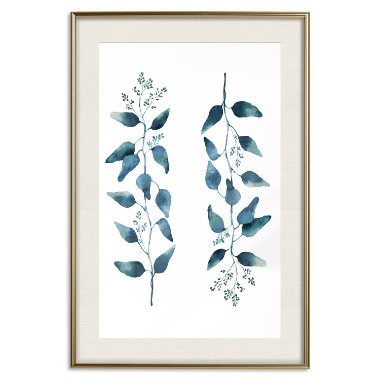 Poster Always Together - branches with green leaves on a contrasting white background 137697 additionalImage 15