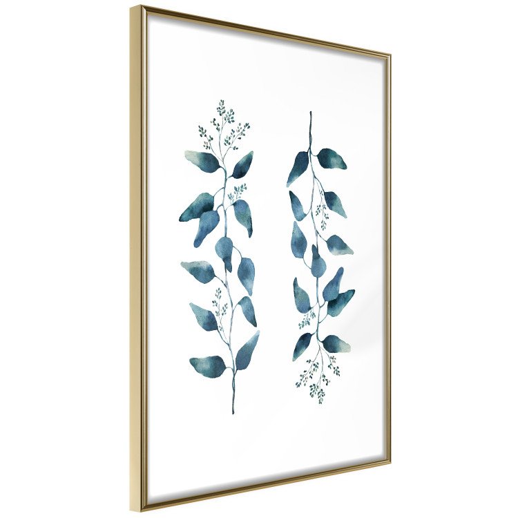 Poster Always Together - branches with green leaves on a contrasting white background 137697 additionalImage 7