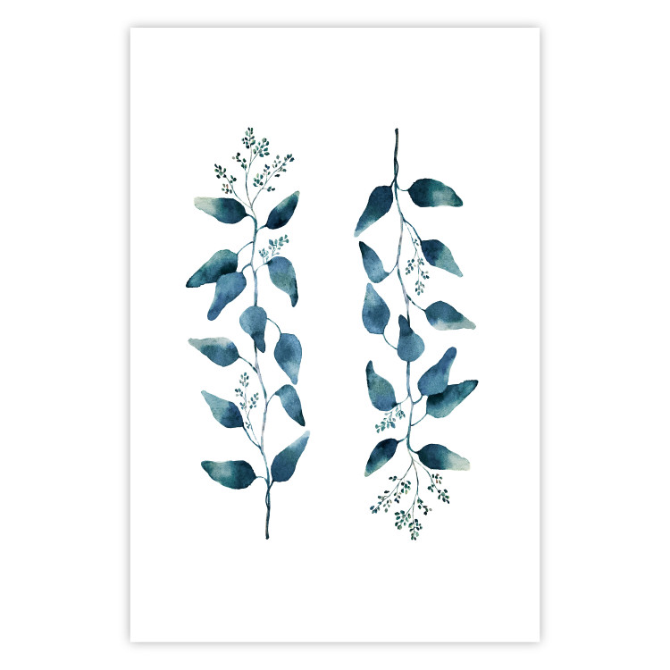 Poster Always Together - branches with green leaves on a contrasting white background 137697 additionalImage 17