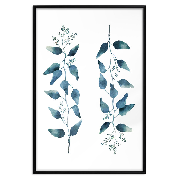 Poster Always Together - branches with green leaves on a contrasting white background 137697 additionalImage 20