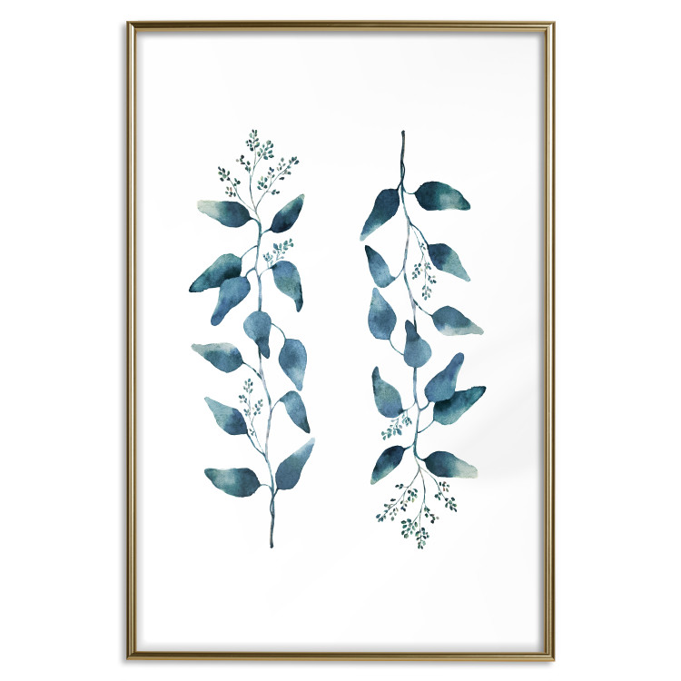 Poster Always Together - branches with green leaves on a contrasting white background 137697 additionalImage 18