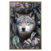 Wall Poster Wolf in Flowers - portrait of a wolf against a background of green plants and flowers 138697 additionalThumb 24
