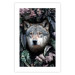 Wall Poster Wolf in Flowers - portrait of a wolf against a background of green plants and flowers 138697 additionalThumb 18